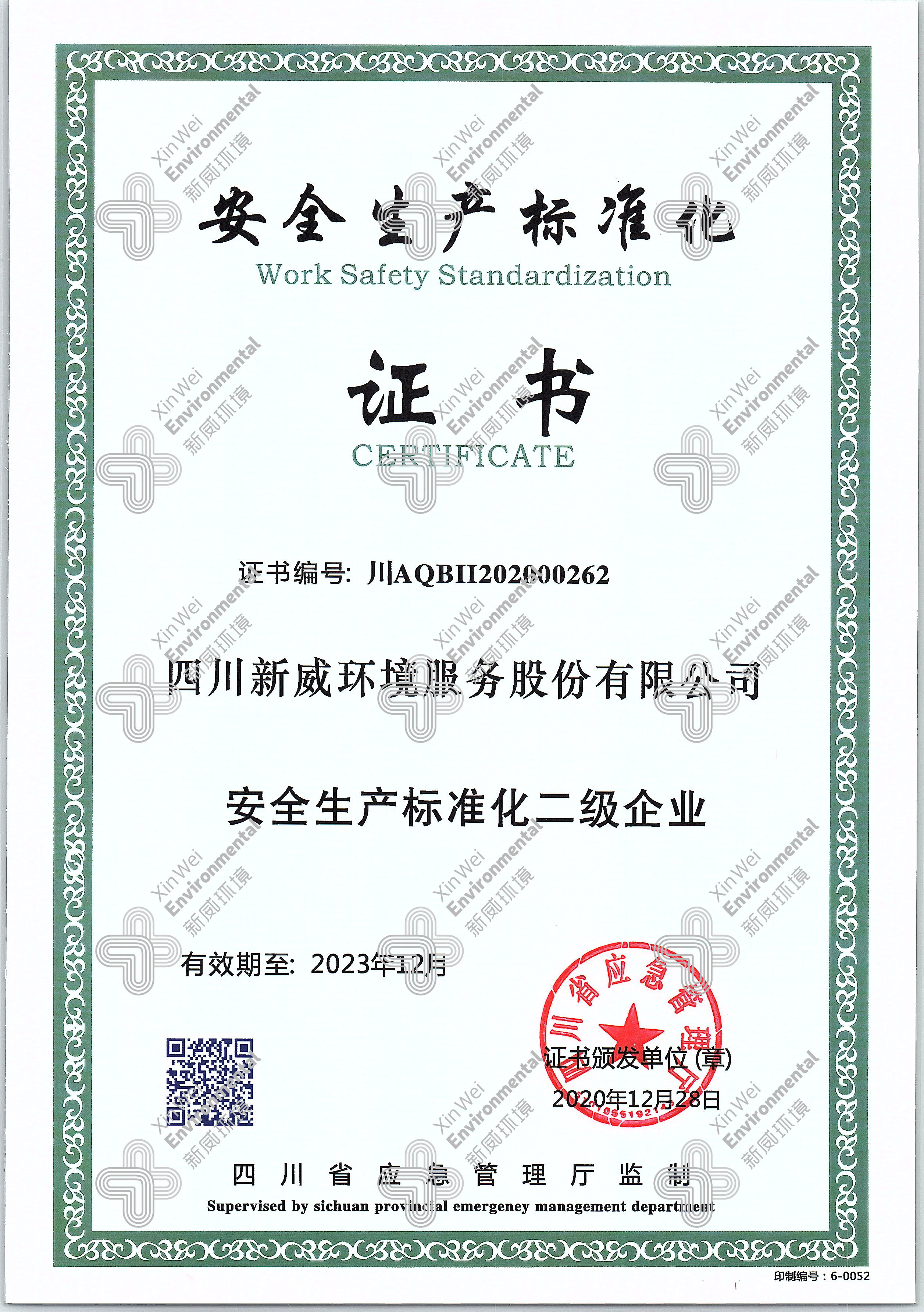 安全生产标准化二级证书